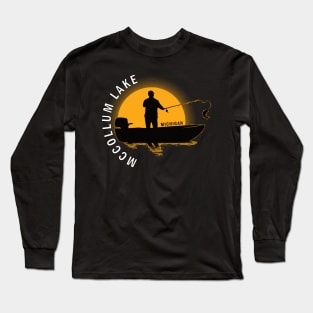 McCollum Lake Fishing Michigan Sunrise Long Sleeve T-Shirt